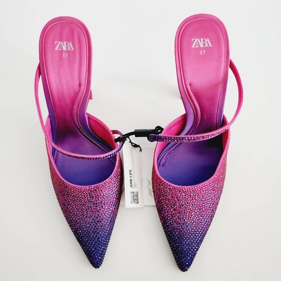 Zara Fuchsia and Violet Embellished Heels - Picture 6 of 6